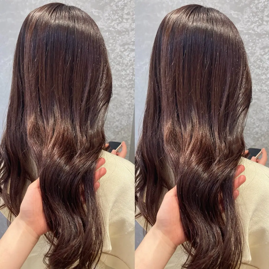 ロング カラー ボルドーカラー ピンクカラー み うのヘアスタイル