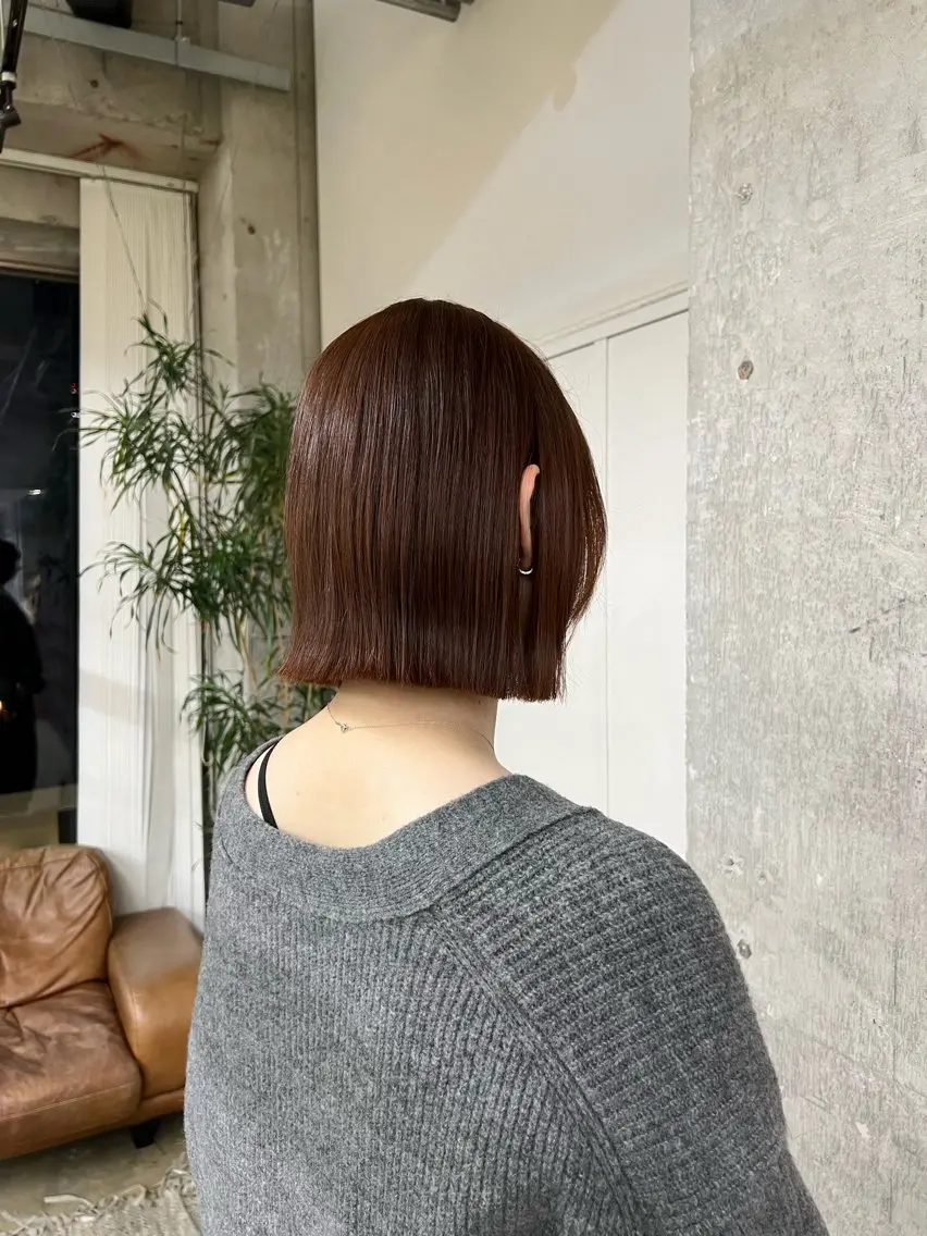 ショート カラー ブラウンカラー オレンジ オレンジブラウン ボブ azumi/グレー ジュ/オリーブ/縮毛のヘアスタイル