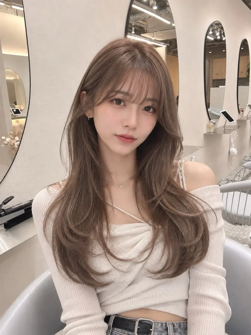 ロング カラー シールエクステ エクステ 髪質改善 韓国風ヘア レイヤーカット 新宿/韓国風レイヤー /エクステ/YUTOのヘアスタイル