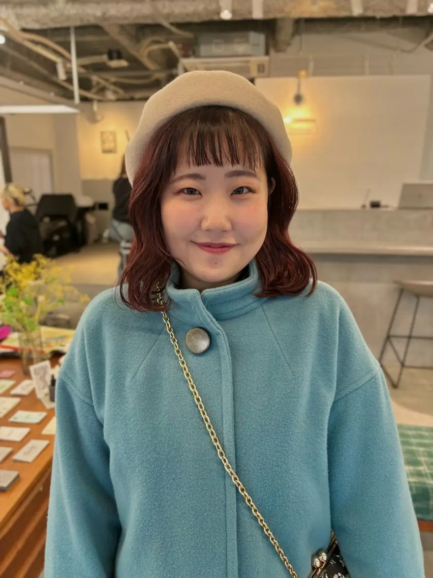 ミディアム カラー ブリーチ ブラウンカラー ブリーチなしカラー レッドカラー レッドブラウン 顔周りカット/透明感 カラー/rioのヘアスタイル