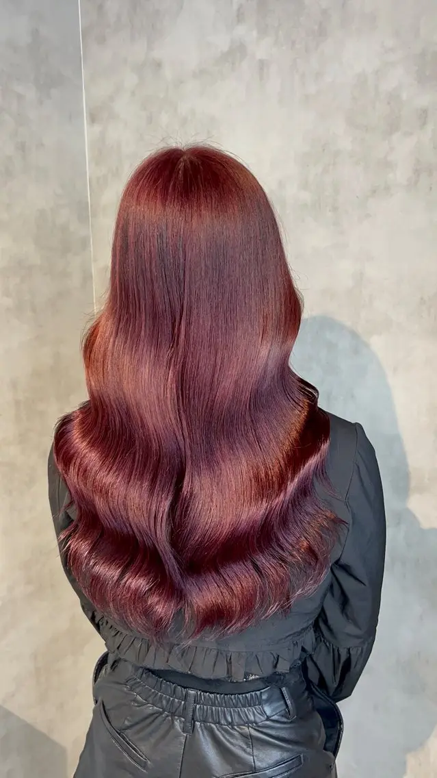 ロング カラー ヘアアレンジ ブリーチ 韓国風カラー ブリーチなしカラー レッドカラー 韓国風ヘア ブリーチなしの達人 🌈KAITOのヘアスタイル