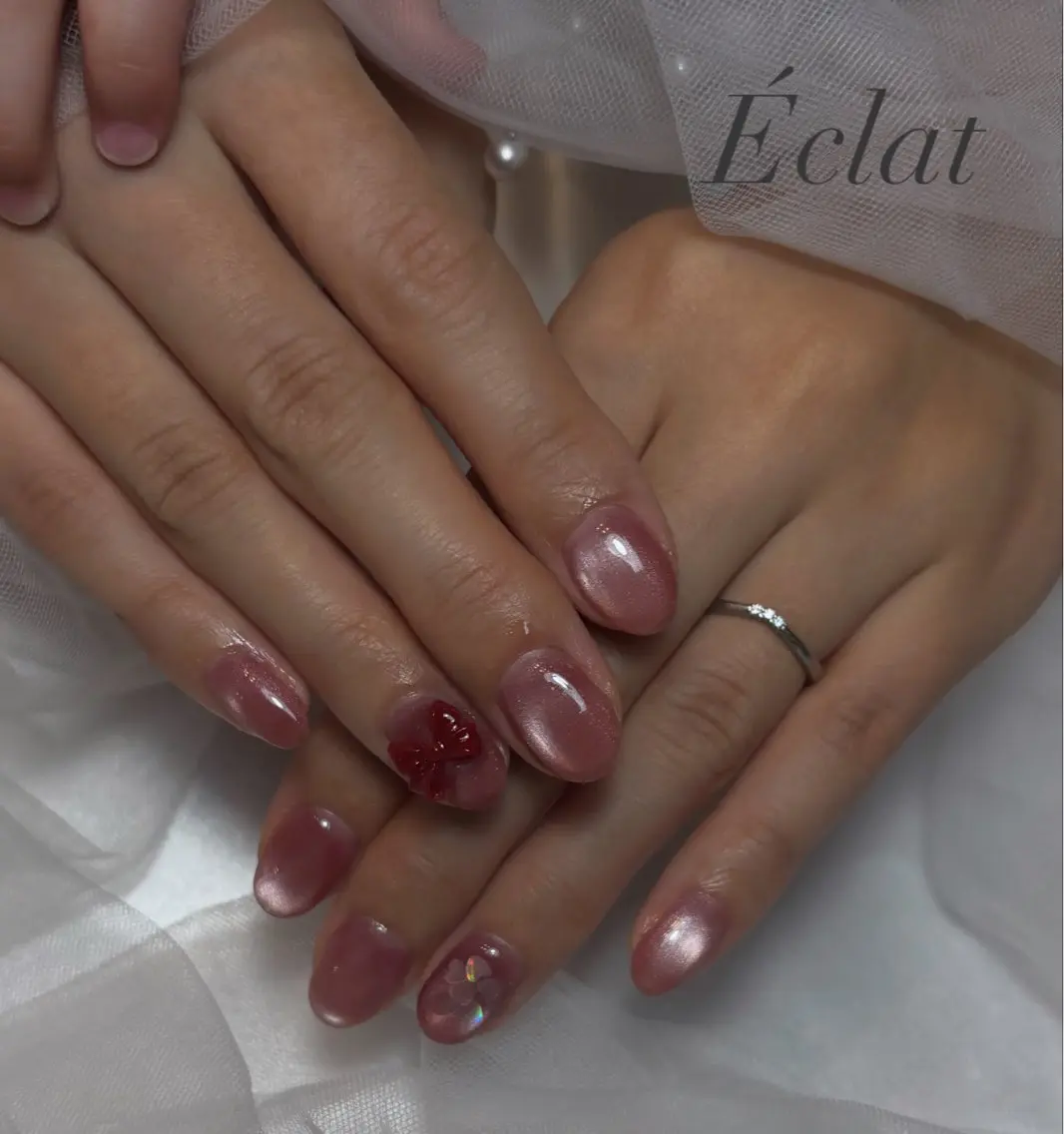 ネイル マグネットネイル バレンタイン nail salon Éclatのネイルデザイン