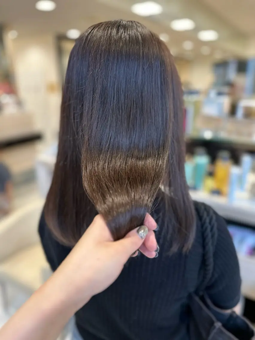 セミロング カラー ヘアカラー トリートメント クロスパーマ/うる艶 カラー/Kurumiのヘアスタイル