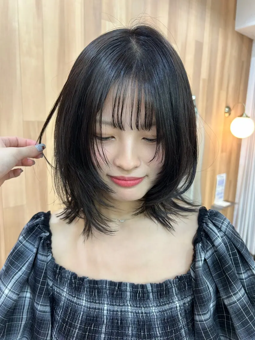 ミディアム カラー カット ヘアカラー トリートメント 田村 雪華のヘアスタイル