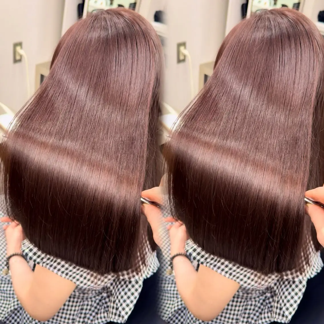 🎀【カット＋透明感アディクシーカラー＋超音波リンゴ幹細胞TR】🍏#韓国#髪質改善の写真