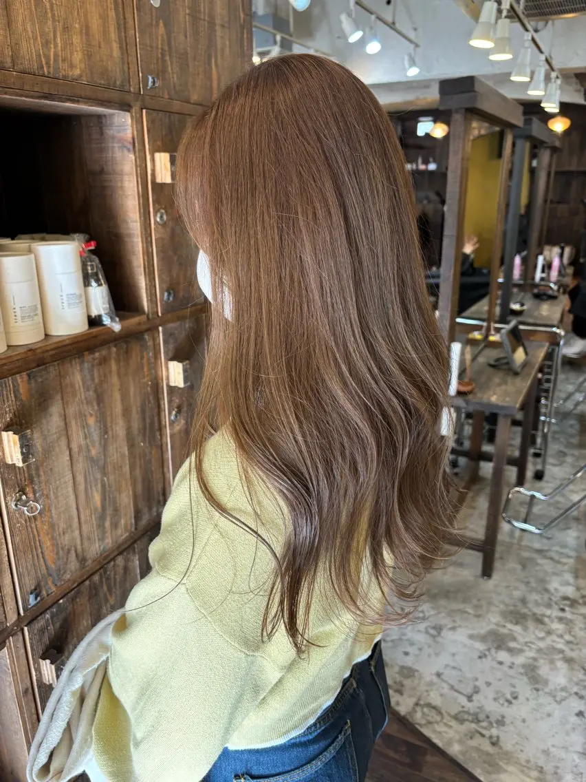 ロング カラー カット ヘアカラー トリートメント 顔周り/暗髪カラー 艶カラー/アベマホのヘアスタイル