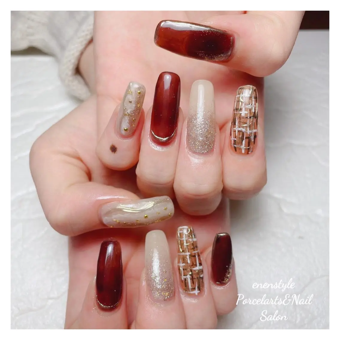ミディアム ネイル 🐾enen style 🐾のネイルデザイン