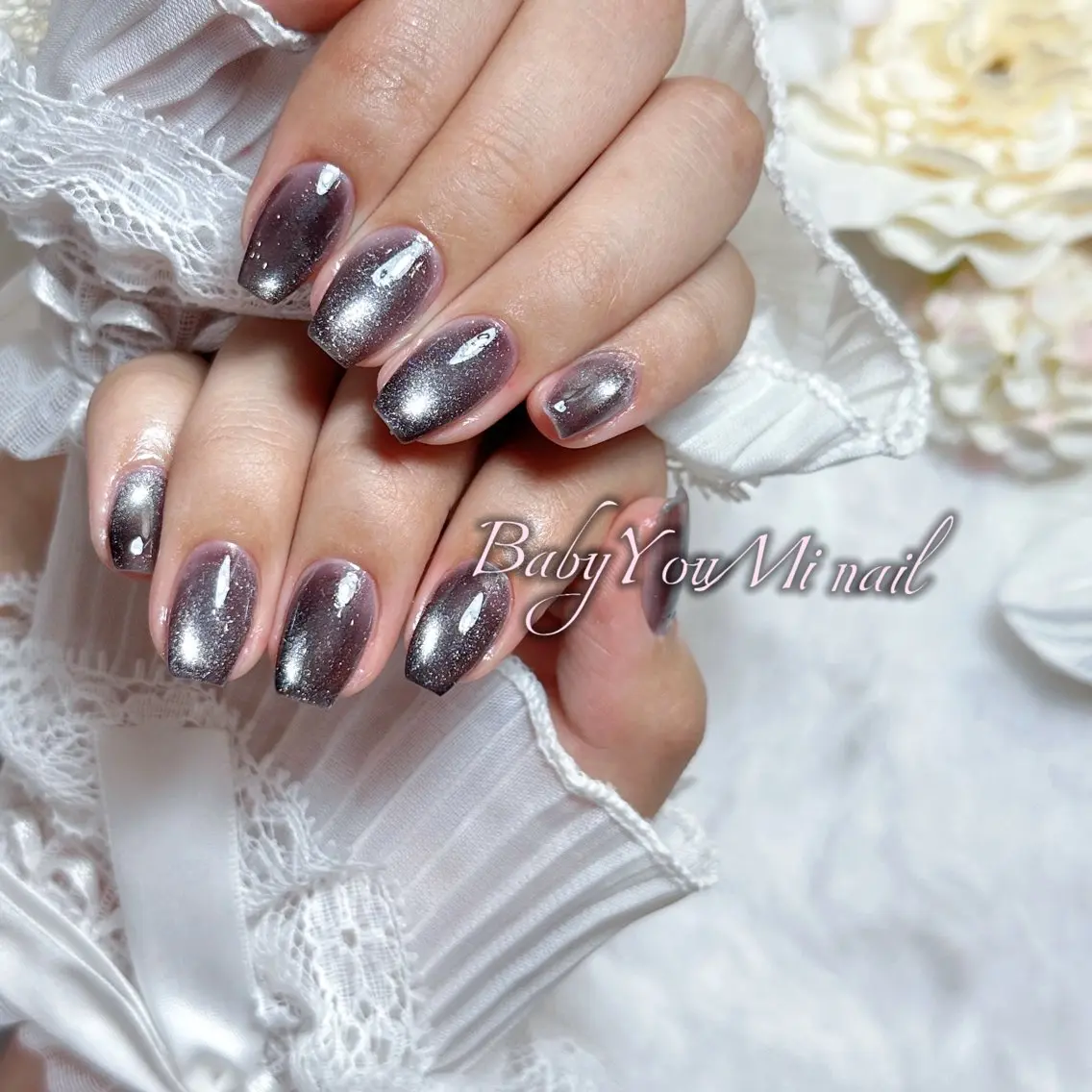 ネイル オーロラネイル チークネイル 成人式 フットネイル フレンチネイル ハンドネイル BabyYouMi nailのネイルデザイン