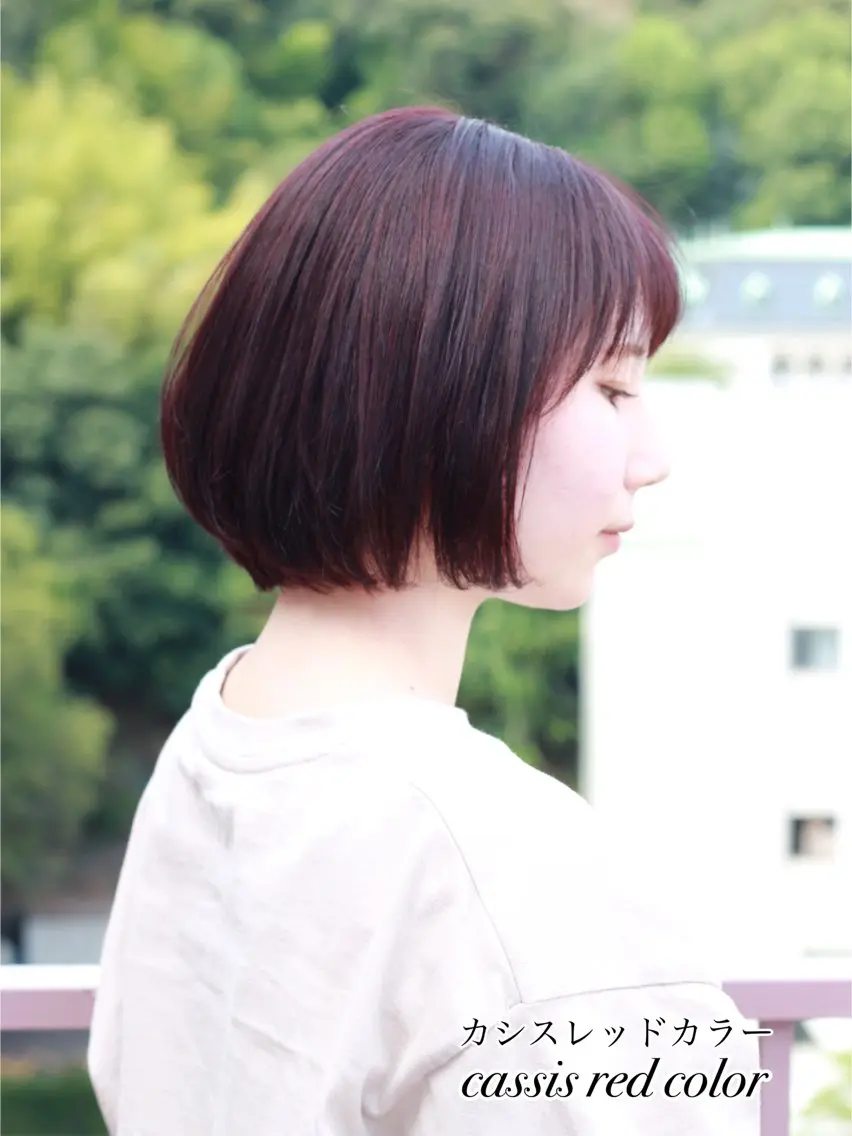 ショート カラー カシス レッドカラー カット ヘアカラー Viage （ビアージュ）のヘアスタイル
