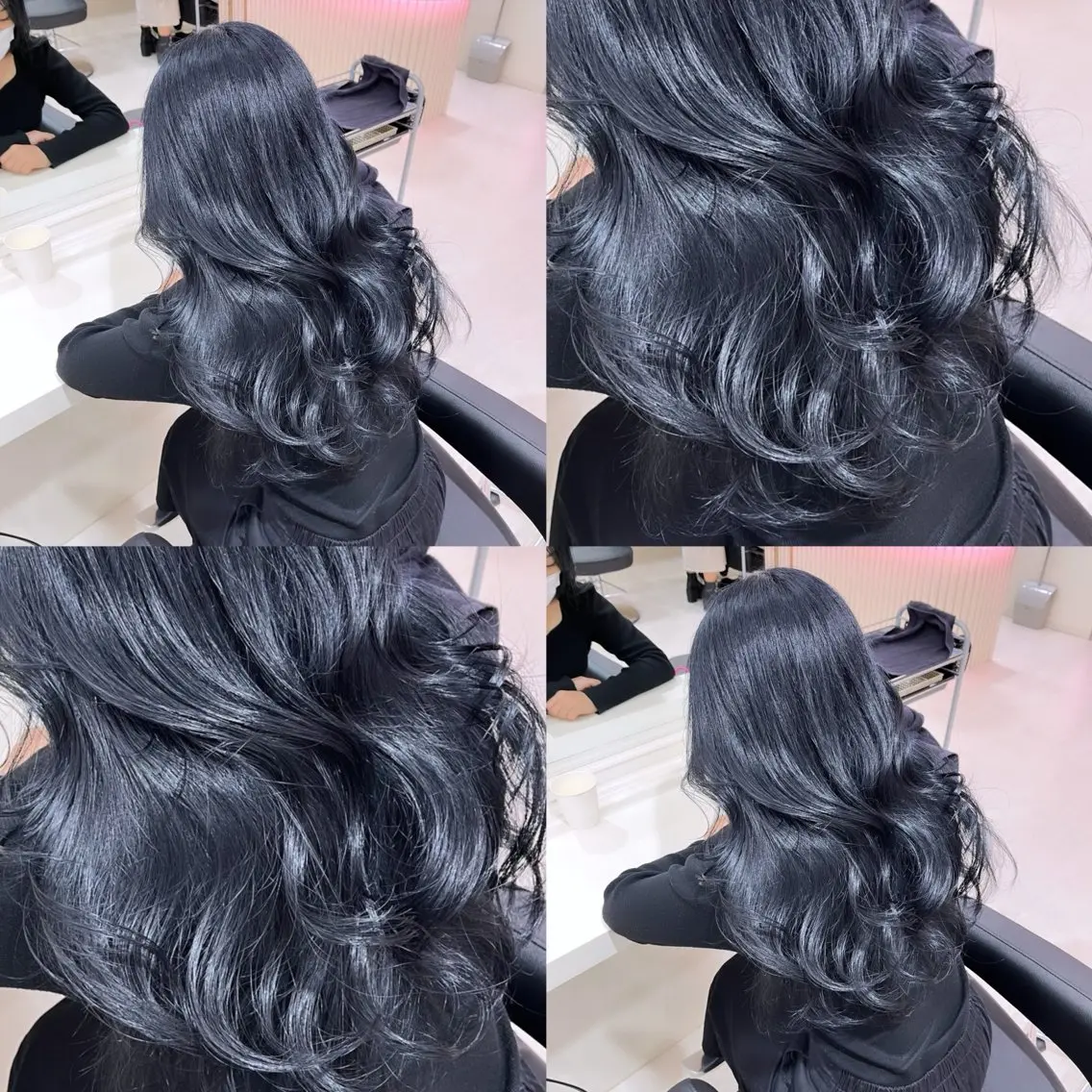 ロング 髪質改善 カット ヘアカラー トリートメント 縮毛矯正× ブルーブラック/池袋のヘアスタイル