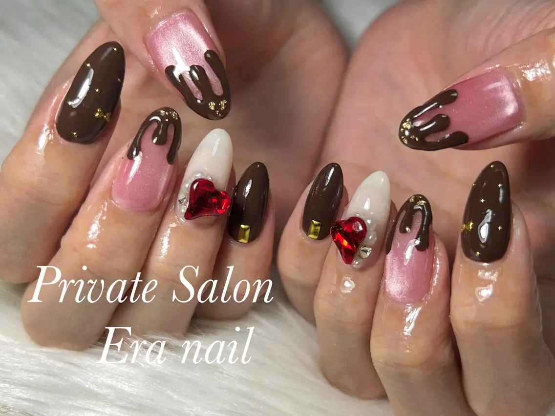 ネイル バレンタイン ハンドネイル Era nailのネイルデザイン