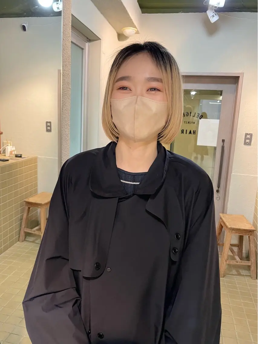 ショート ボブ 顔周りカット レイヤーカット 末永 晃久のヘアスタイル