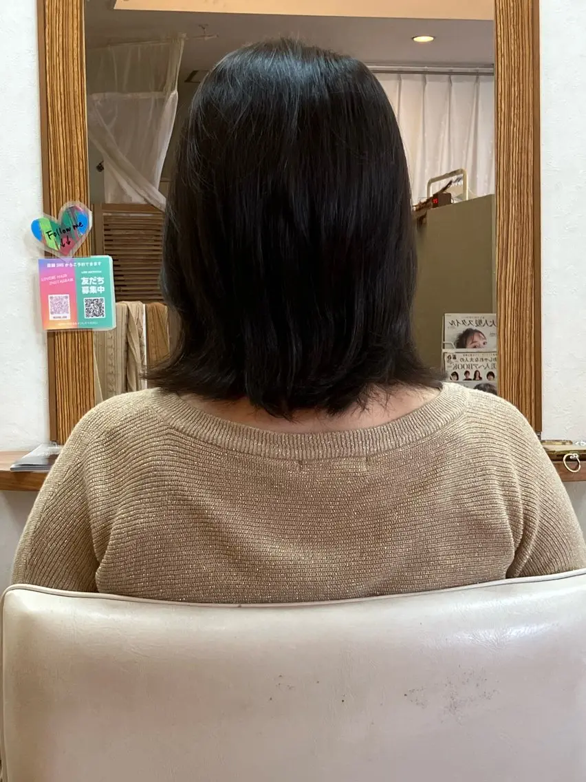 セミロング 高畑×縮毛矯正 薬剤選定 湯浅貴子のヘアスタイル