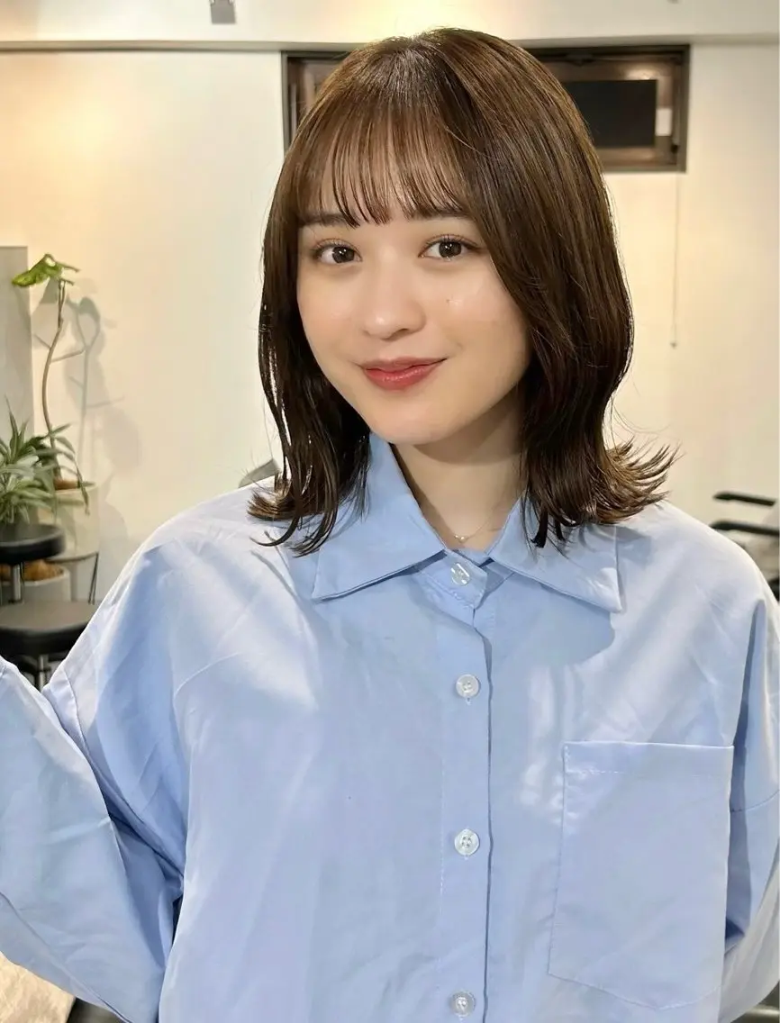 ミディアム カラー ボブ くびれヘア 髪質改善 縮毛矯正 カット 縮毛矯正 池袋/小顔レイヤー/ 顔まわり/taigaのヘアスタイル