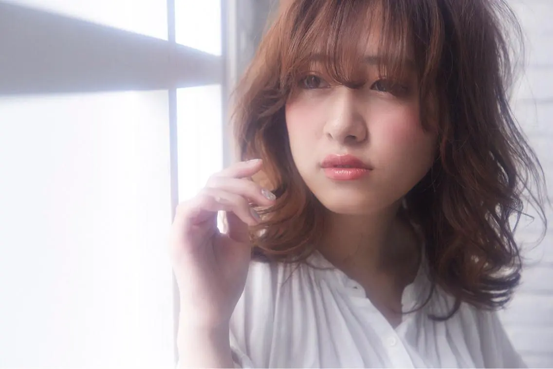 ミディアム カラー パーマ ヘアアレンジ 髪質改善//縮毛矯正 This表参道のヘアスタイル