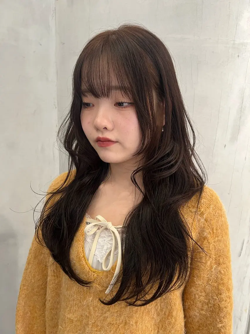 ロング ハッシュカット 韓国風ヘア レイヤーカット 韓国レイヤーカット/ 縮毛矯正/羽田航のヘアスタイル