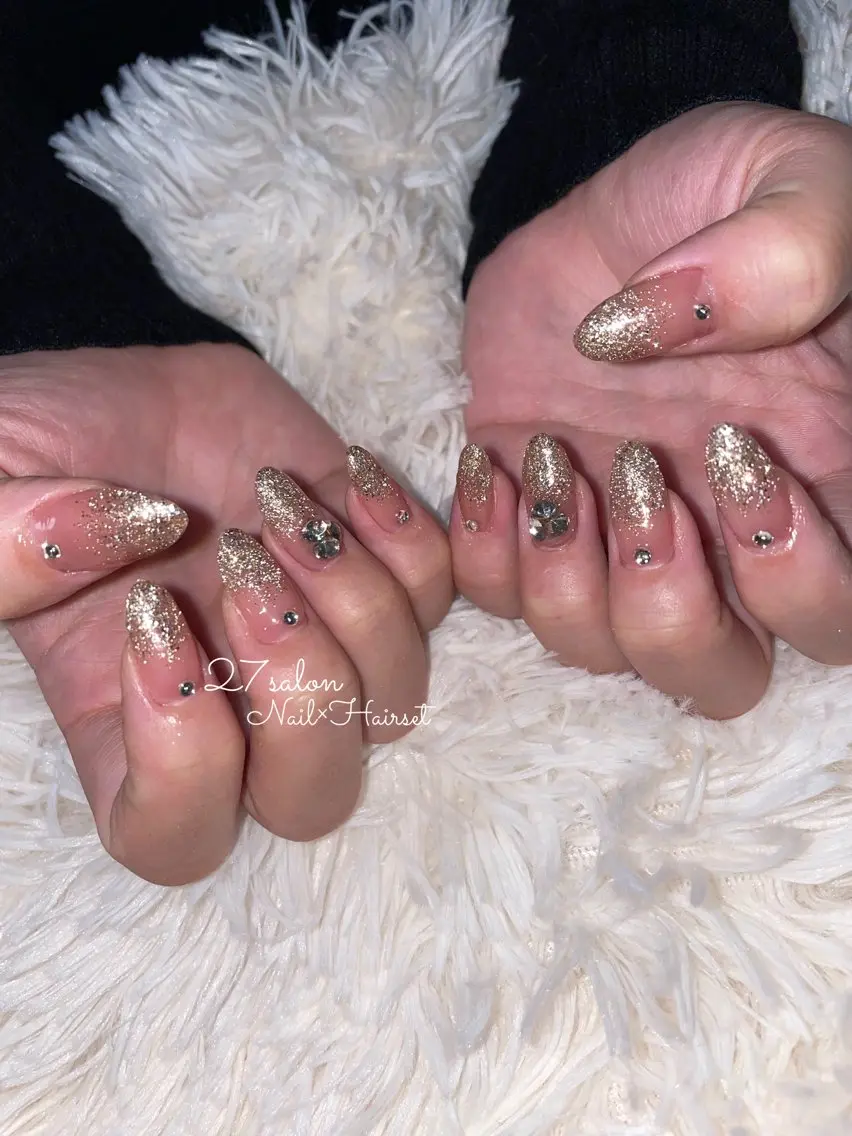 ネイル フラッシュネイル グラデーション ラメ(グリッター) 27salon yuinaのネイルデザイン