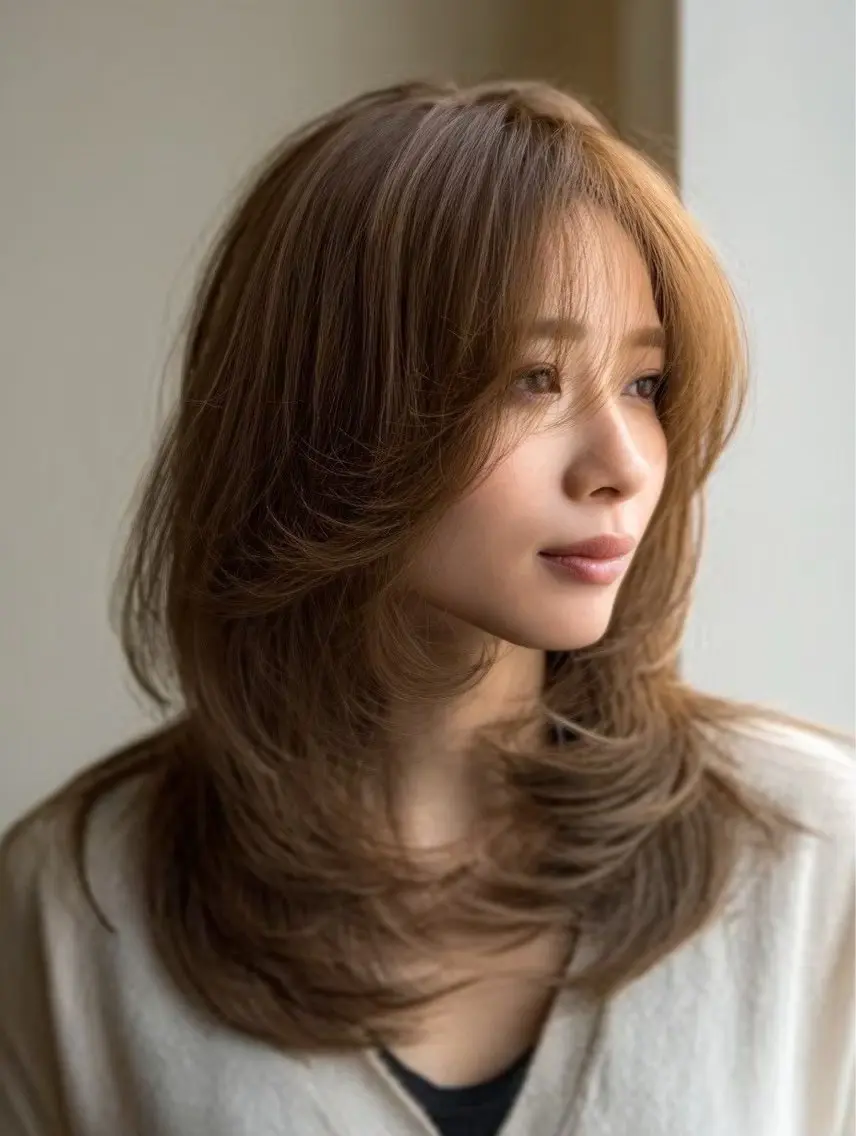 セミロング カラー ヘアカラー 韓国×艶ハイトーンが かわいい✨️リオ🍒のヘアスタイル
