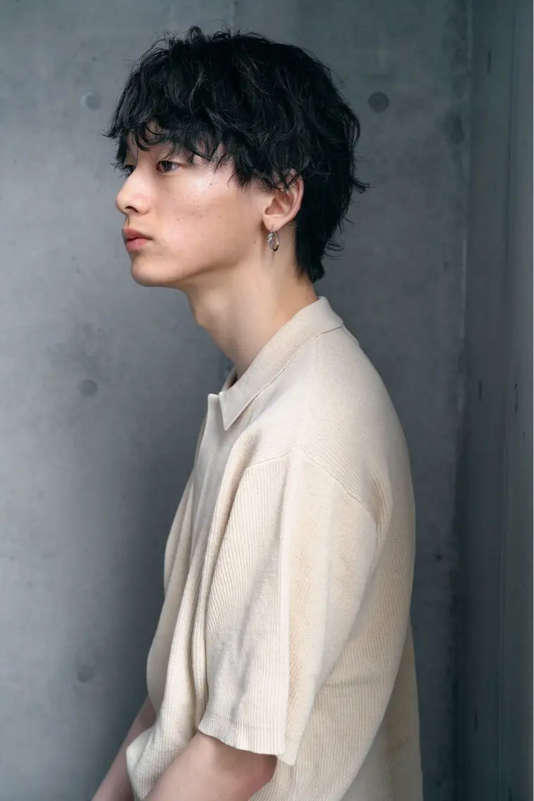 ミディアム メンズ ミディアムパーマ マッシュ メンズパーマ カット ヘアカラー 原宿パーマ・カラー 小原隼人のヘアスタイル