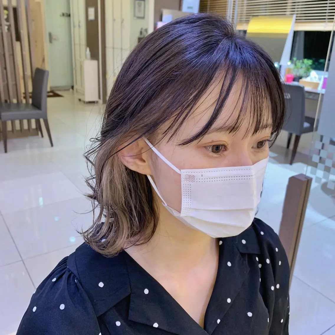 ミディアム カラー ヘアカラー 似合わせカットカラー ♡佐藤捺美のヘアスタイル