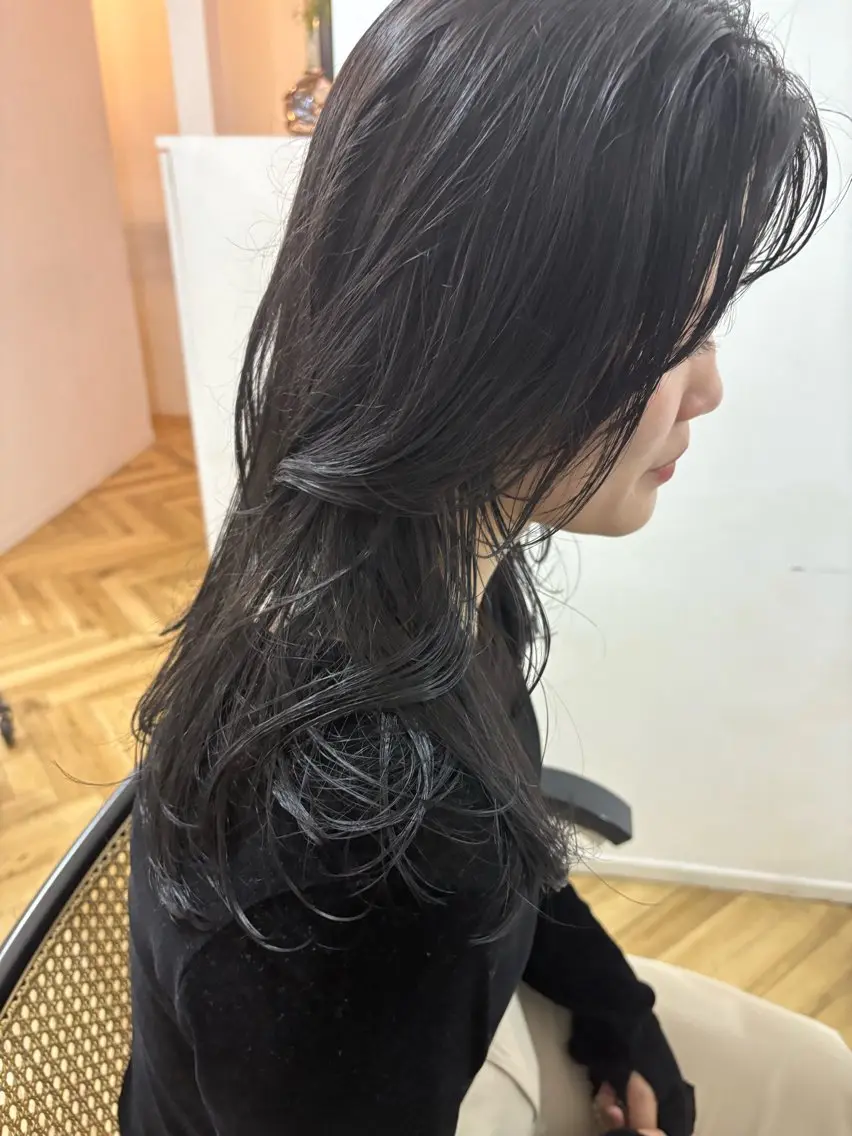 ロング 韓国風ヘア レイヤーカット カット ヘアカラー ナギ『kii』 福岡美容室🇰🇷のヘアスタイル