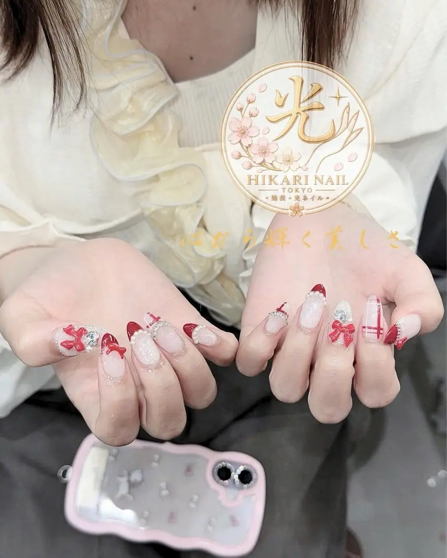 ネイル チークネイル 長さ出し フレンチネイル ガーリー ハロウィン ハンドネイル HikariNail Ikebukuroのネイルデザイン