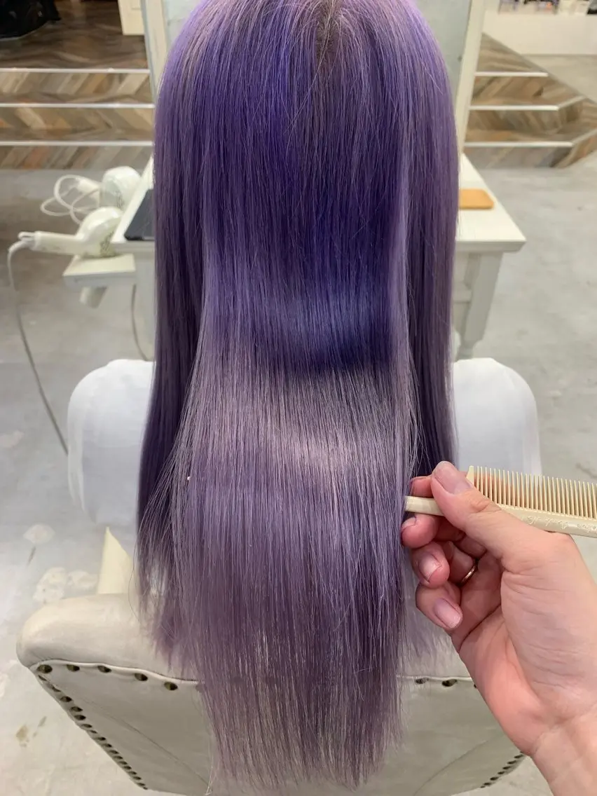 ロング カラー ハイトーンカラー ラベンダーカラー トリートメント …a みおのヘアスタイル