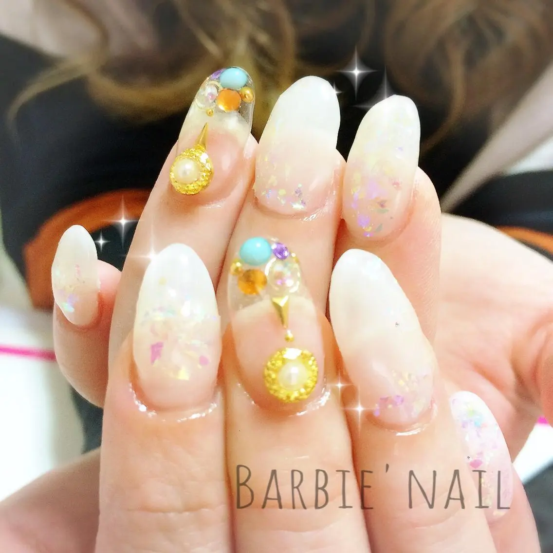 ネイル オーロラネイル クリアネイル ジェルネイル スカルプネイル 夏ネイル 27salon yuinaのネイルデザイン