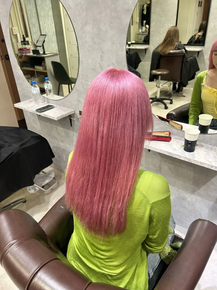 ロング カラー ブリーチ ピンクカラー メンズモデル募集中/ 池袋/hitomiのヘアスタイル
