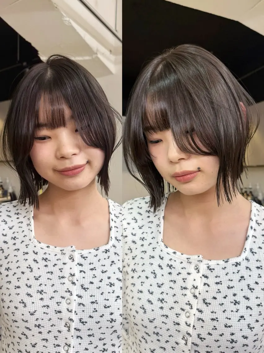 ミディアム カラー カット ヘアカラー トリートメント ‎♡アヤメ/レイヤー ボブ♡渋谷のヘアスタイル