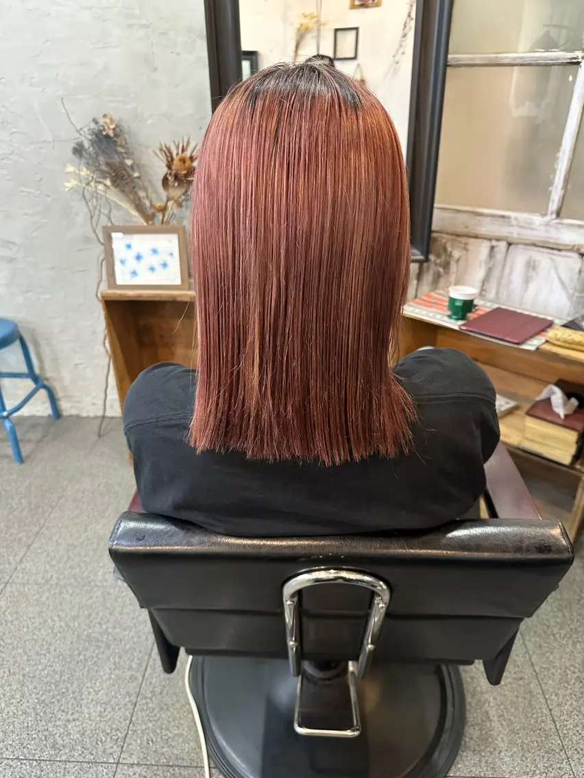 セミロング カラー ピンクカラー レッドカラー ヘアカラー 元住吉プランツヘアー ☘️丸山☘️のヘアスタイル