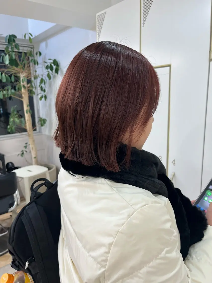 ショート カラー ブラウンカラー ボブ 外ハネヘア カット ヘアカラー マミ☁️ヘアセット /お呼ばれヘア/銀座のヘアスタイル