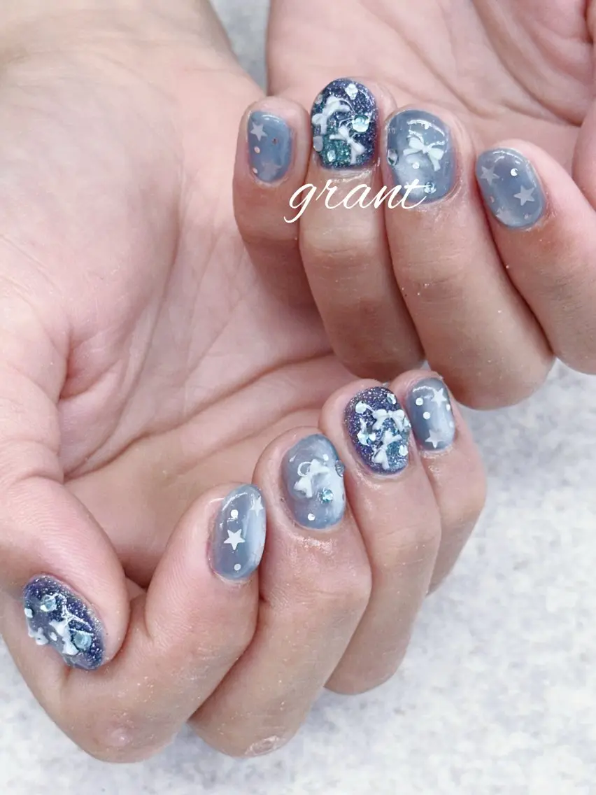 ネイル リボン ハンドネイル nailsalon grantのネイルデザイン