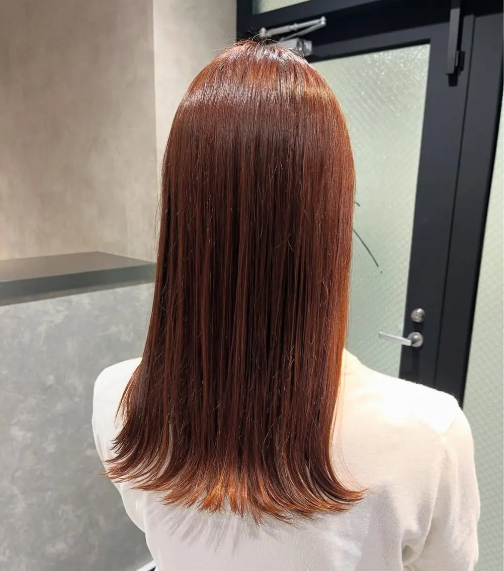 セミロング カラー 透明感カラー オレンジ 髪質改善 縮毛矯正 トリートメント カット ヘアカラー 《.Xian》ナツミ /ボブ/顔周りカットのヘアスタイル