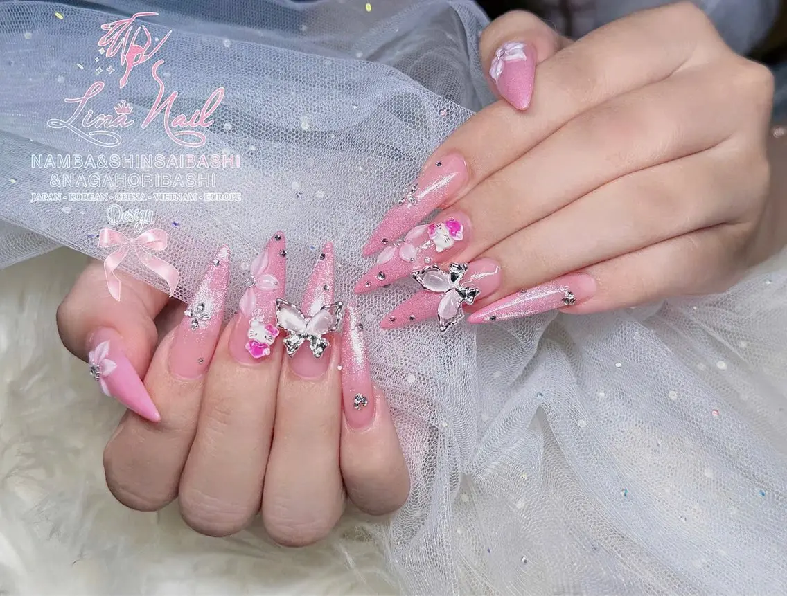ネイル チークネイル 桜ネイル フラッシュネイル フットネイル ジェルネイル ハンドネイル リナネイル アメ村心斎橋店のネイルデザイン