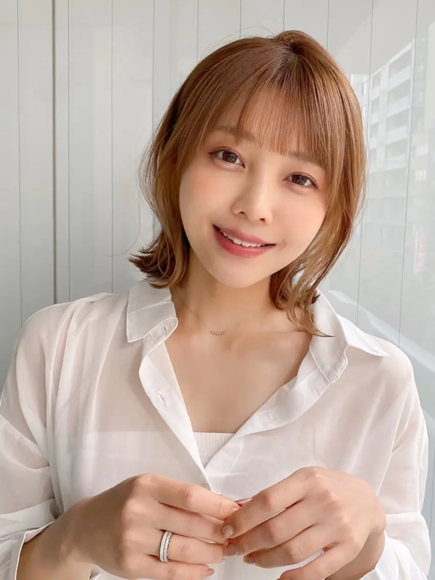 ミディアム カラー ボブ 外ハネヘア カット ヘアカラー トリートメント レイヤー×髪質改善✨ 渋谷/佐藤侑哉のヘアスタイル