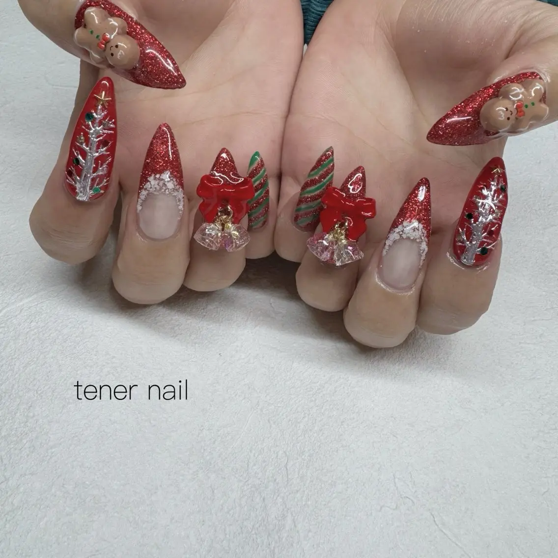 ネイル 持ち込み 冬ネイル クリスマス ハンドネイル テネルネイル tener nailのネイルデザイン