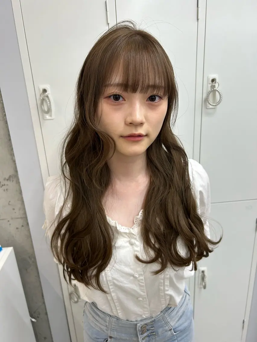 ロング ヘアカラー トリートメント ハルカ 美髪縮毛矯正 レイヤーモデル募集のヘアスタイル