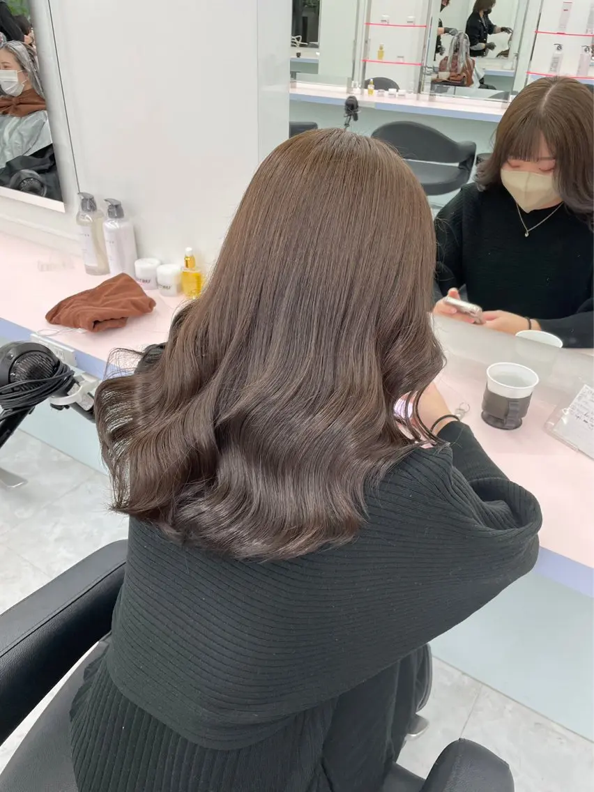 セミロング カラー パーマ ヘアアレンジ メンズ 🤍透明感カラー🤍 似合わせ🤍AINEのヘアスタイル