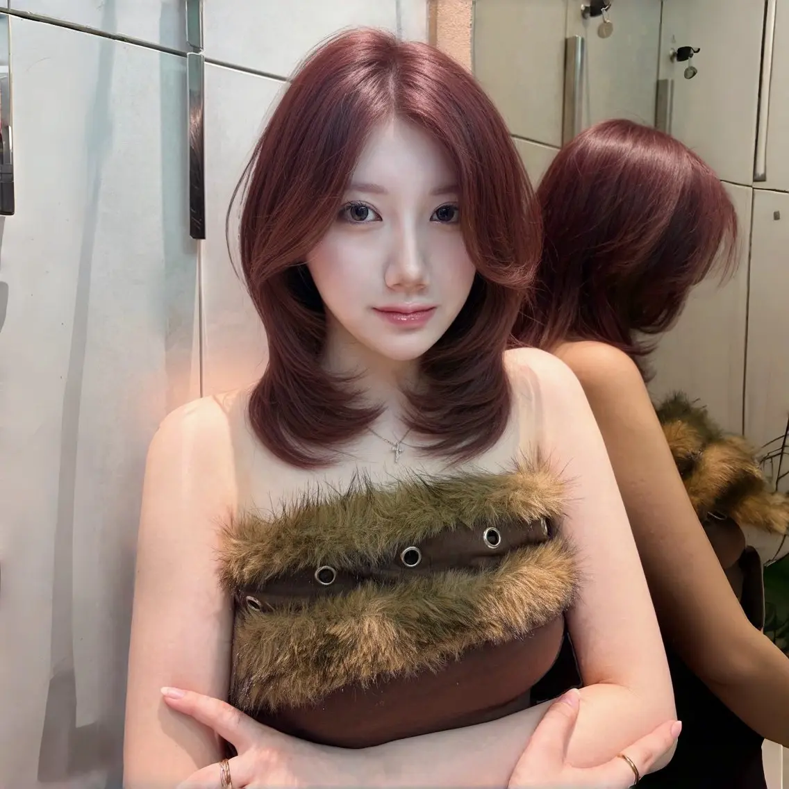 ミディアム エクステ ハイライト 縮毛矯正 カット ヘアカラー 大宮/韓国ヘア/ るき♥️*.+ﾟのヘアスタイル