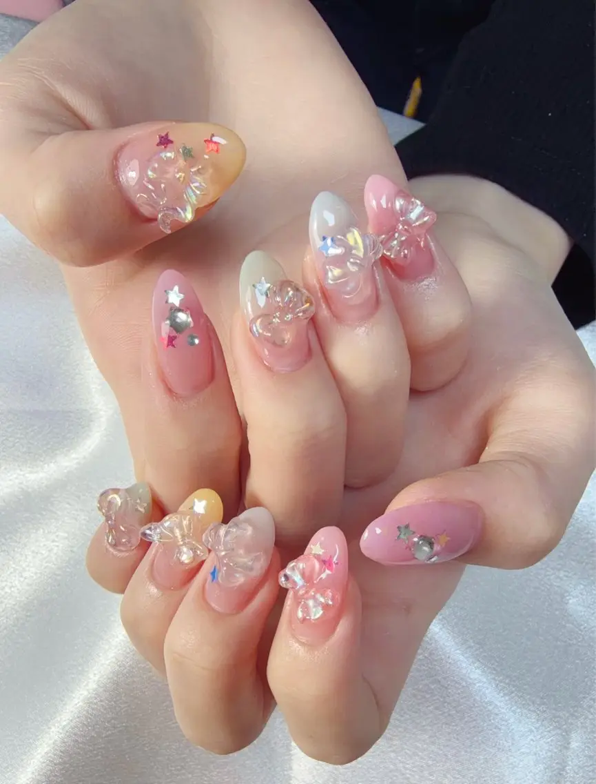 ネイル オーロラネイル チークネイル 長さ出し フットネイル フレンチネイル ハンドネイル Miss Nailのネイルデザイン