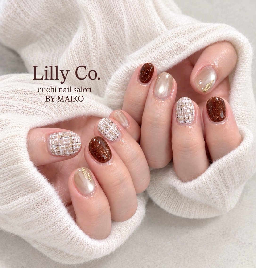 ネイル ツイードネイル ハンドネイル ハンドケア Lilly Co.のネイルデザイン