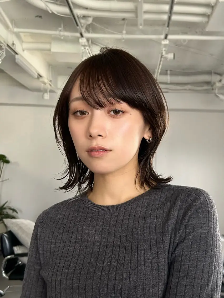 ミディアム カラー ボブ くびれヘア 小顔カット カット ヘアカラー 池袋/小顔レイヤー/ 顔まわり/taigaのヘアスタイル