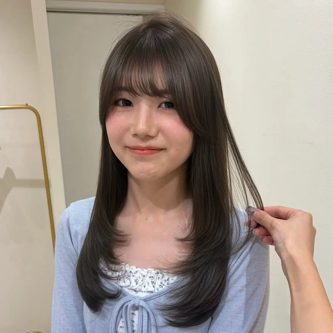 ロング レイヤーカット カット ヘアカラー トリートメント オリーブカラー🍐/ 韓国レイヤー/toaのヘアスタイル