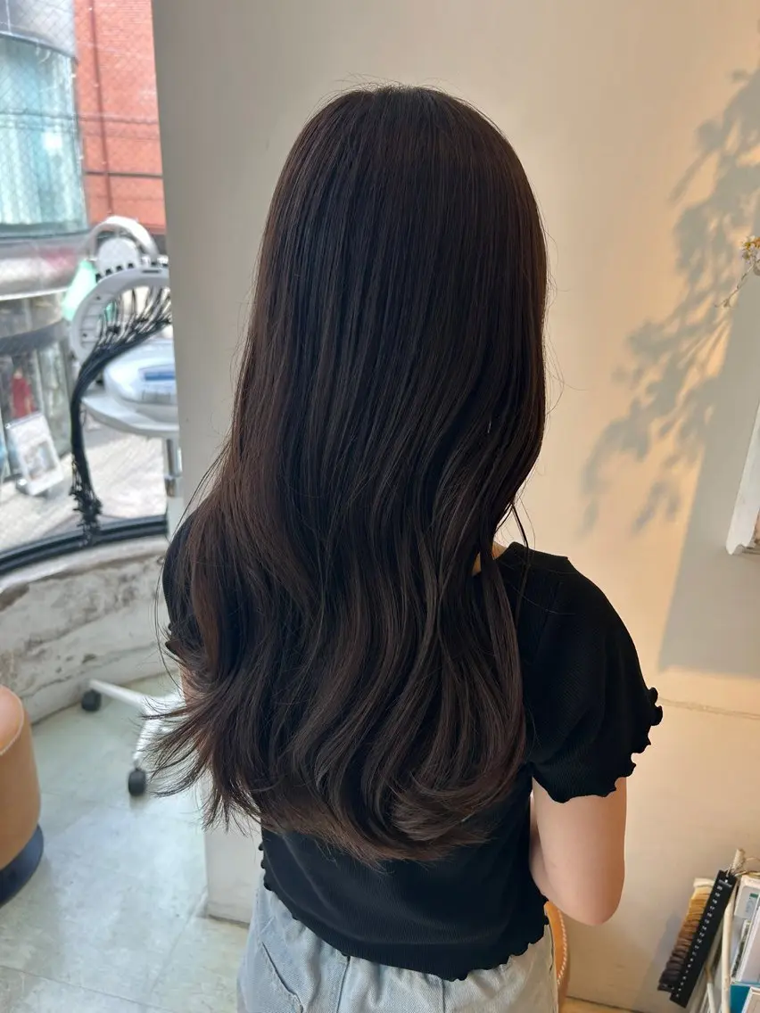ロング ヘアカラー トリートメント 山本美月💓艶カラー 🐻暖色カラー💓のヘアスタイル