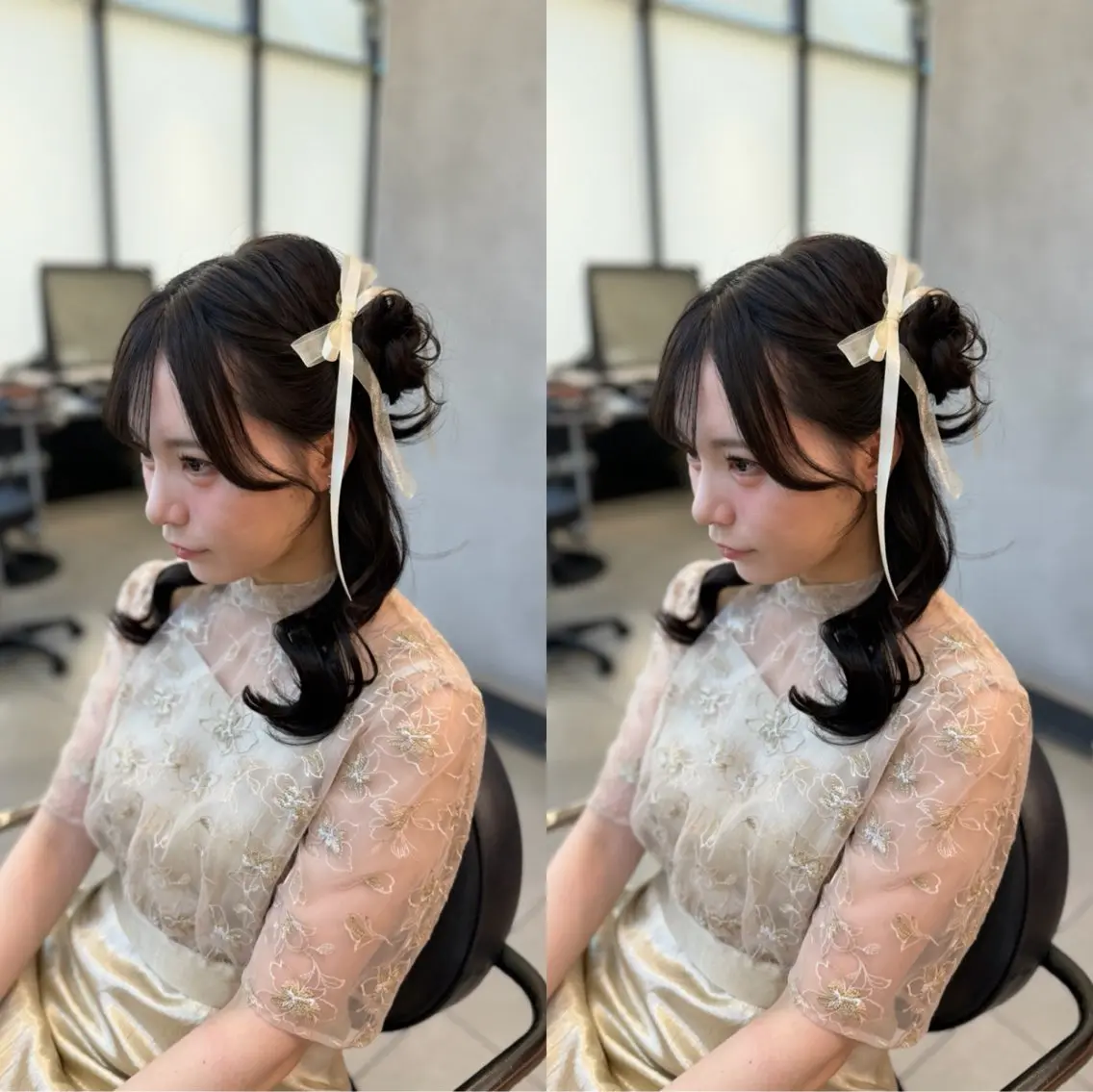 セミロング ヘアアレンジ ヘアセット 梅田茶屋町ヘアセット 🎀RIONA🎀のヘアスタイル