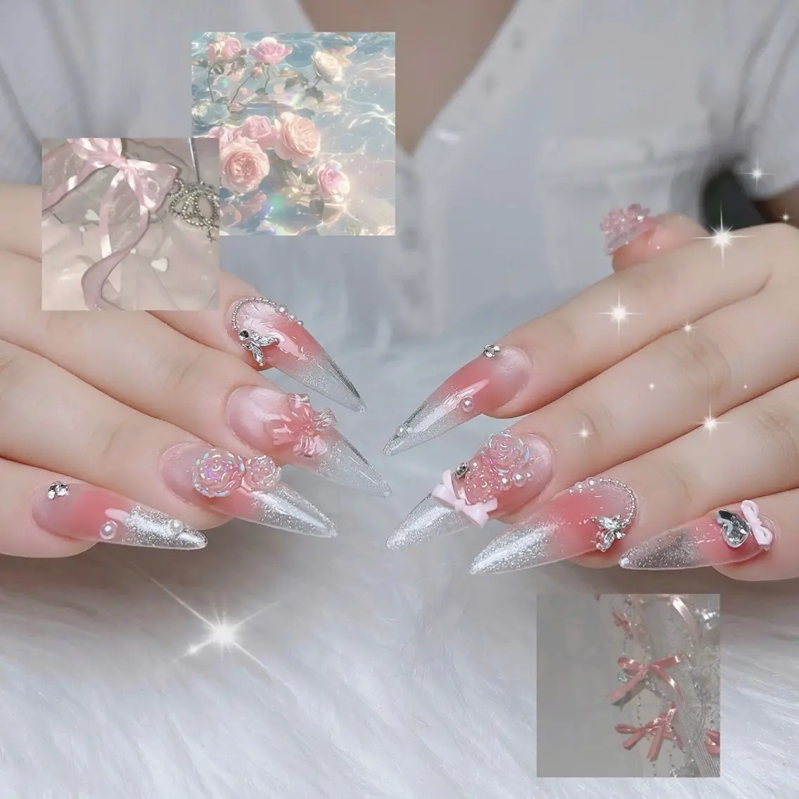 ネイル ハート 韓国ネイル 春ネイル 夏ネイル バレンタイン Sora nail 長さ出し専門店のネイルデザイン
