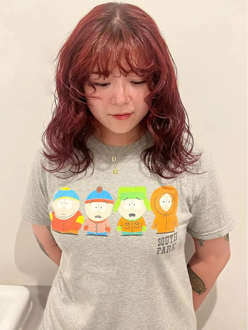 ミディアム ヘアカラー yuka ボブカットモデルのヘアスタイル