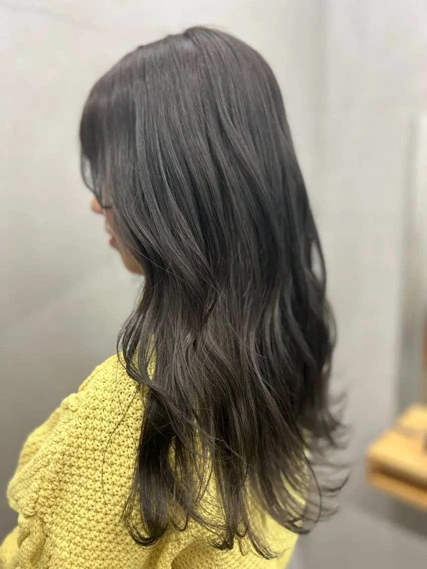ロング カラー アッシュ アッシュグレー アッシュグレージュ グレージュ N/デザインカラー 🌿ナギのヘアスタイル