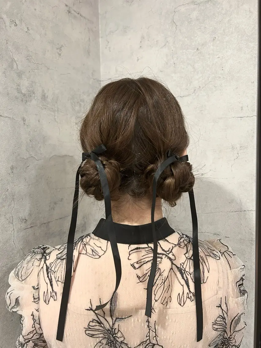 ミディアム ヘアアレンジ 結婚式・ブライダル ヘアセット パーソナルカラー 診断🍀マリンのヘアスタイル